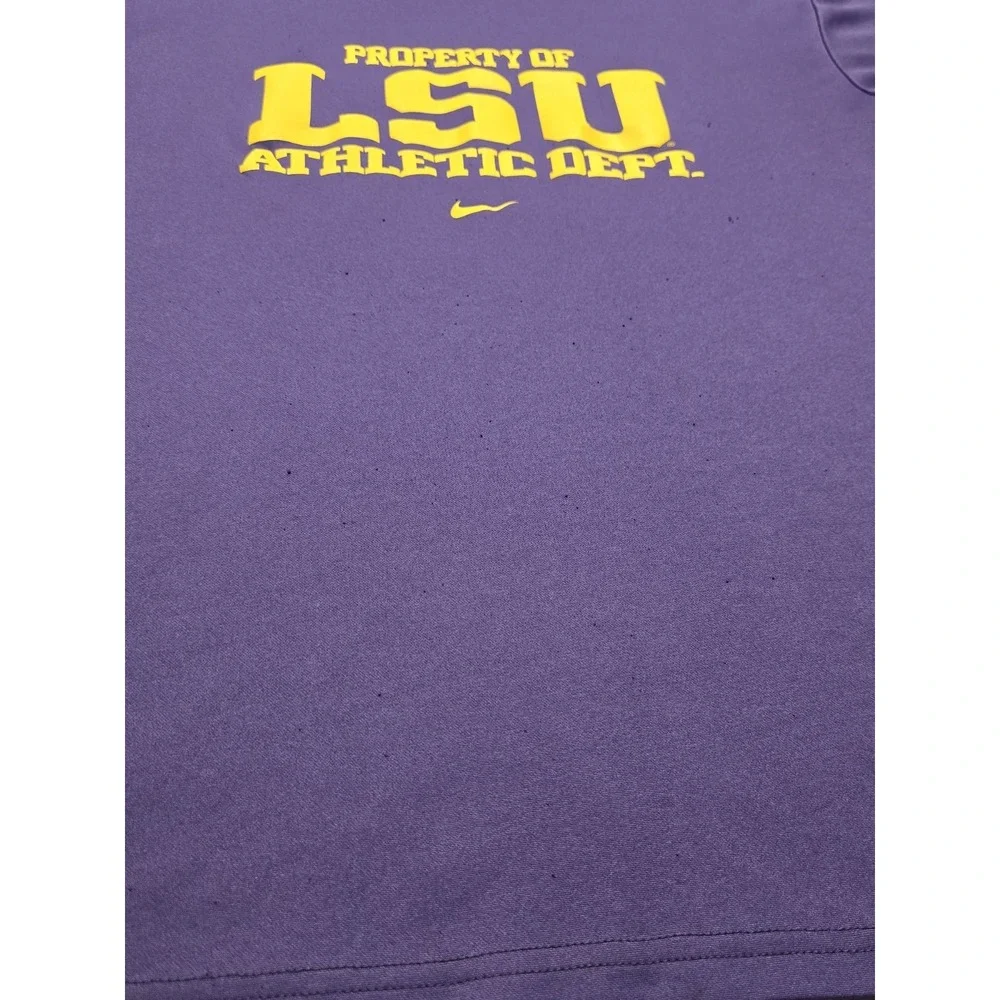 Y2K VTG LSU Tigers Nike Dri Fit Center Swoosh T-Shirt Mens M‎ Purple Nike-Fit